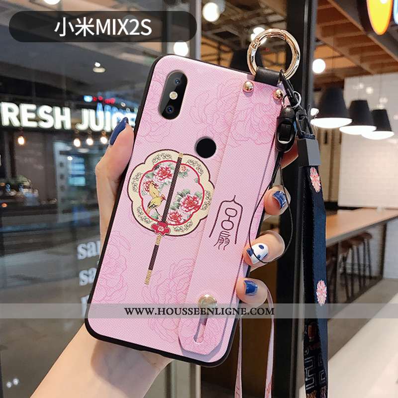 Étui Xiaomi Mi Mix 2s Vintage Ultra Net Rouge Ornements Suspendus Mode Silicone Bleu