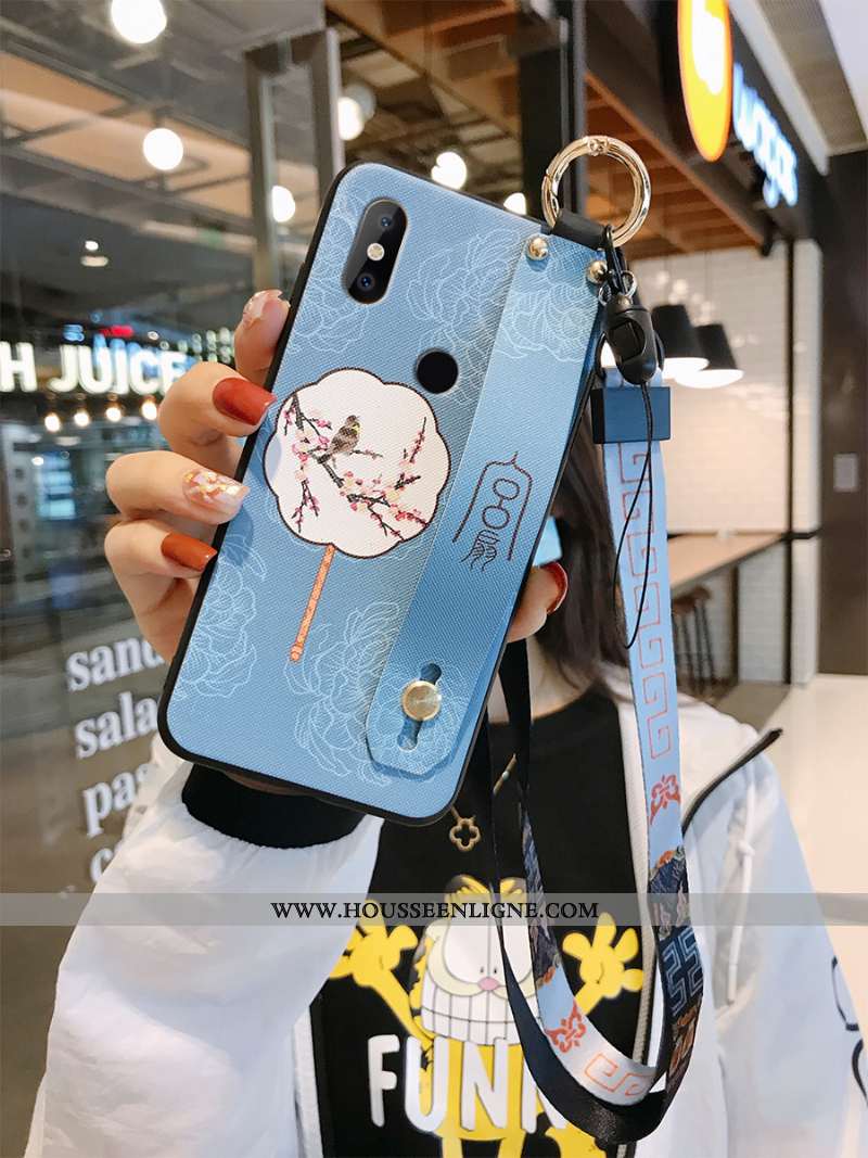 Étui Xiaomi Mi Mix 2s Vintage Ultra Net Rouge Ornements Suspendus Mode Silicone Bleu