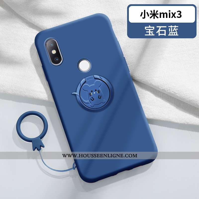 Étui Xiaomi Mi Mix 3 Fluide Doux Silicone Anneau Ultra Support Charmant Personnalité Rouge