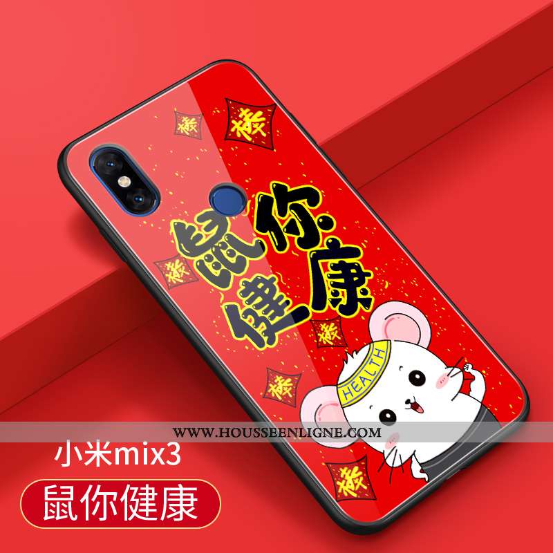 Étui Xiaomi Mi Mix 3 Fluide Doux Silicone Incassable Difficile Petit Tendance Nouveau Rouge