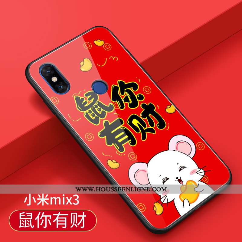Étui Xiaomi Mi Mix 3 Fluide Doux Silicone Incassable Difficile Petit Tendance Nouveau Rouge