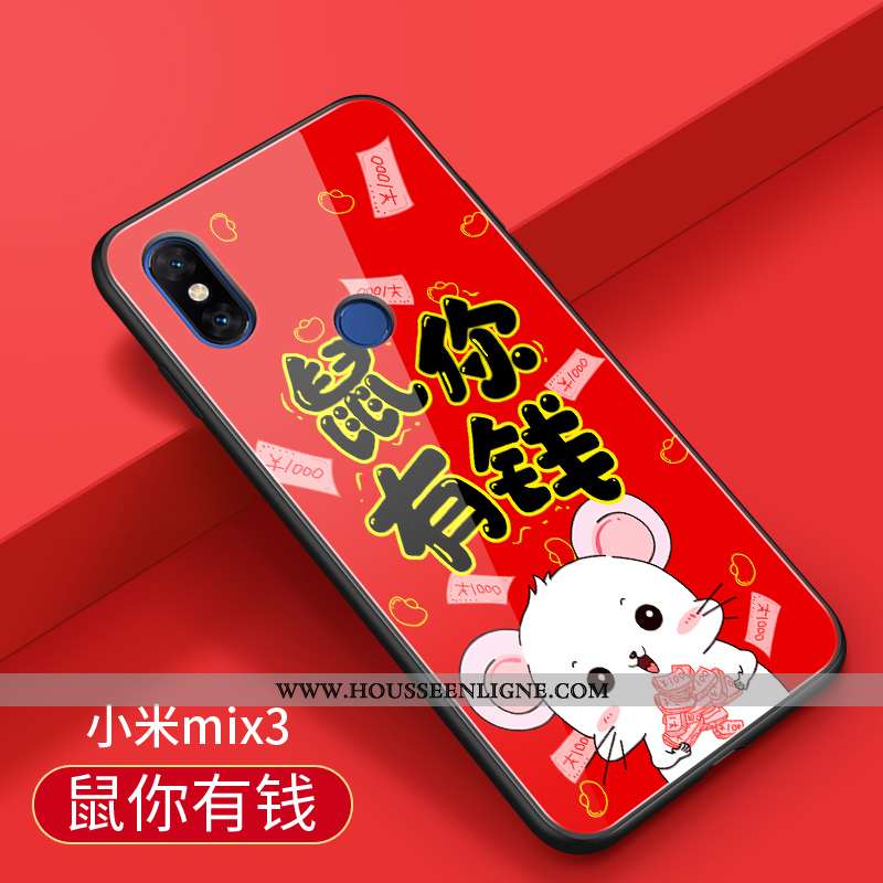 Étui Xiaomi Mi Mix 3 Fluide Doux Silicone Incassable Difficile Petit Tendance Nouveau Rouge