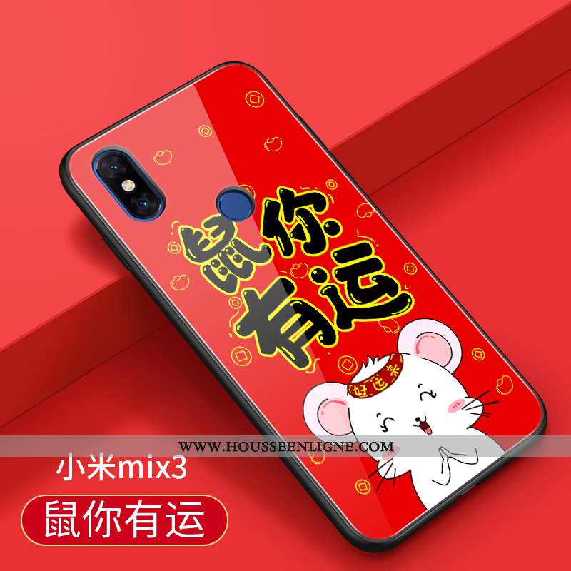 Étui Xiaomi Mi Mix 3 Fluide Doux Silicone Incassable Difficile Petit Tendance Nouveau Rouge