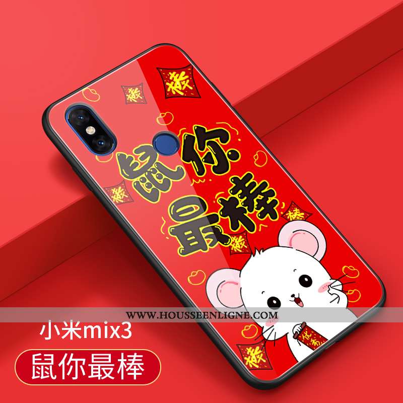 Étui Xiaomi Mi Mix 3 Fluide Doux Silicone Incassable Difficile Petit Tendance Nouveau Rouge