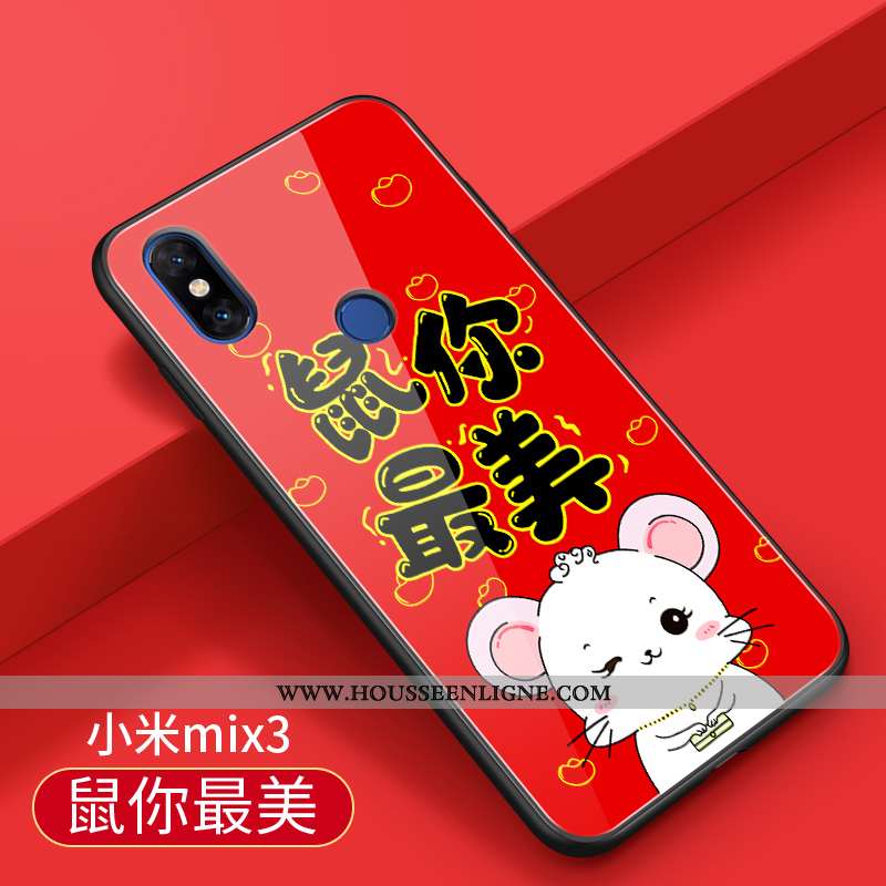 Étui Xiaomi Mi Mix 3 Fluide Doux Silicone Incassable Difficile Petit Tendance Nouveau Rouge