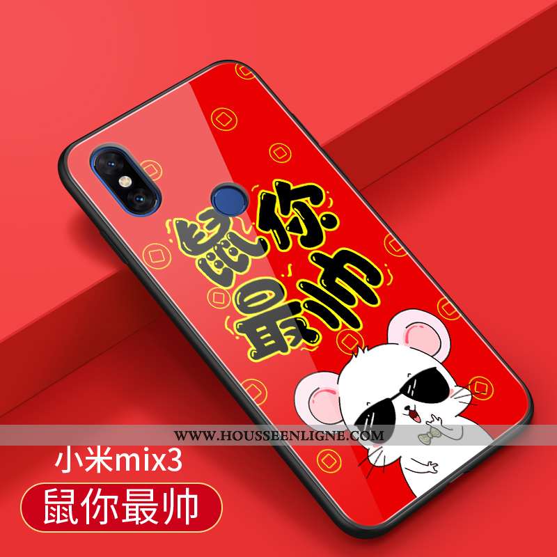 Étui Xiaomi Mi Mix 3 Fluide Doux Silicone Incassable Difficile Petit Tendance Nouveau Rouge