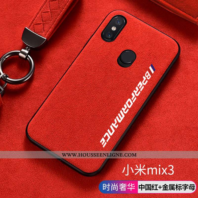 Étui Xiaomi Mi Mix 3 Protection Daim Fourrure Rouge Tout Compris Petit Antidérapant