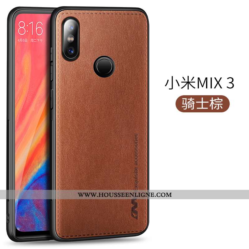 Étui Xiaomi Mi Mix 3 Silicone Protection Cuir Légère Coque Ultra Marron