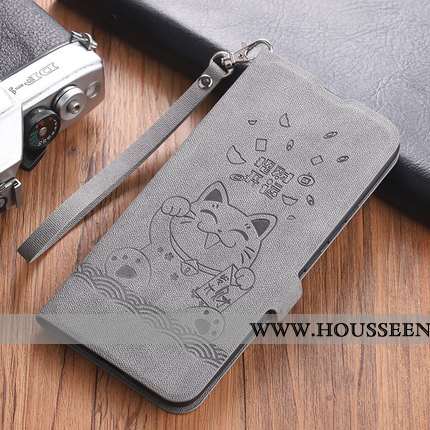 Étui Xiaomi Mi Mix 3 Tendance Cuir Style Chinois Incassable Rouge Téléphone Portable Petit Gris