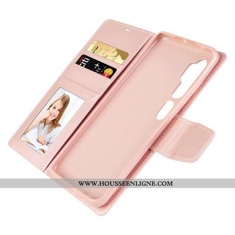 Étui Xiaomi Mi Note 10 Cuir Petit Magnétisme Coque Incassable Clamshell Rose