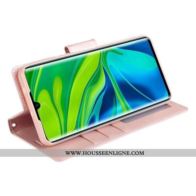 Étui Xiaomi Mi Note 10 Cuir Petit Magnétisme Coque Incassable Clamshell Rose