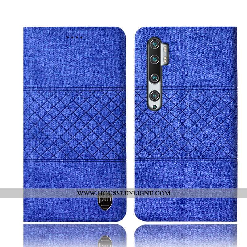 Étui Xiaomi Mi Note 10 Cuir Protection Incassable Gris Téléphone Portable Housse Lin