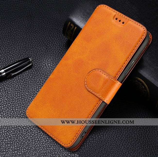 Étui Xiaomi Mi Note 10 Cuir Protection Incassable Légère Ultra Simple Jaune