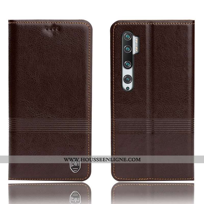 Étui Xiaomi Mi Note 10 Cuir Véritable Protection Tout Compris Incassable Téléphone Portable Petit Ma