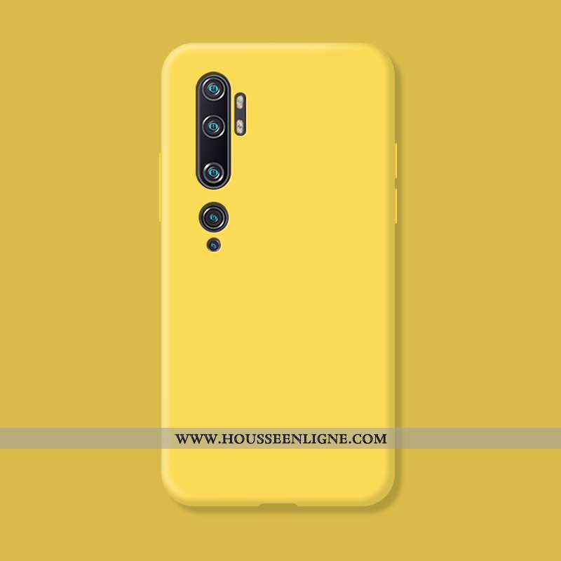 Étui Xiaomi Mi Note 10 Fluide Doux Silicone Simple Incassable Jaune Téléphone Portable