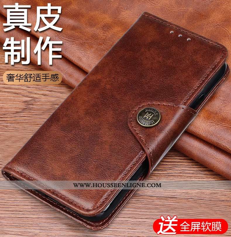 Étui Xiaomi Mi Note 10 Lite Cuir Véritable Coque Petit Clamshell Téléphone Portable Reversible Luxe 