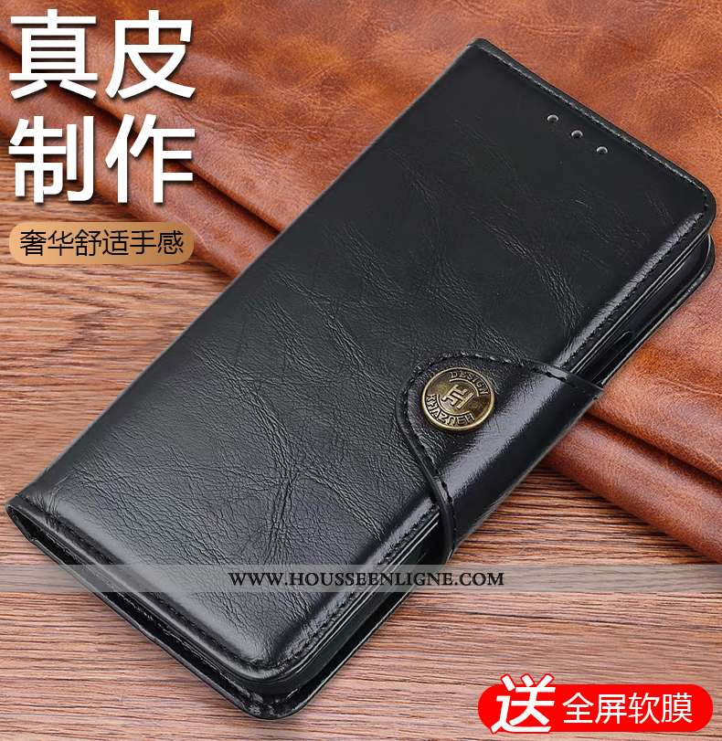 Étui Xiaomi Mi Note 10 Lite Cuir Véritable Coque Petit Clamshell Téléphone Portable Reversible Luxe 