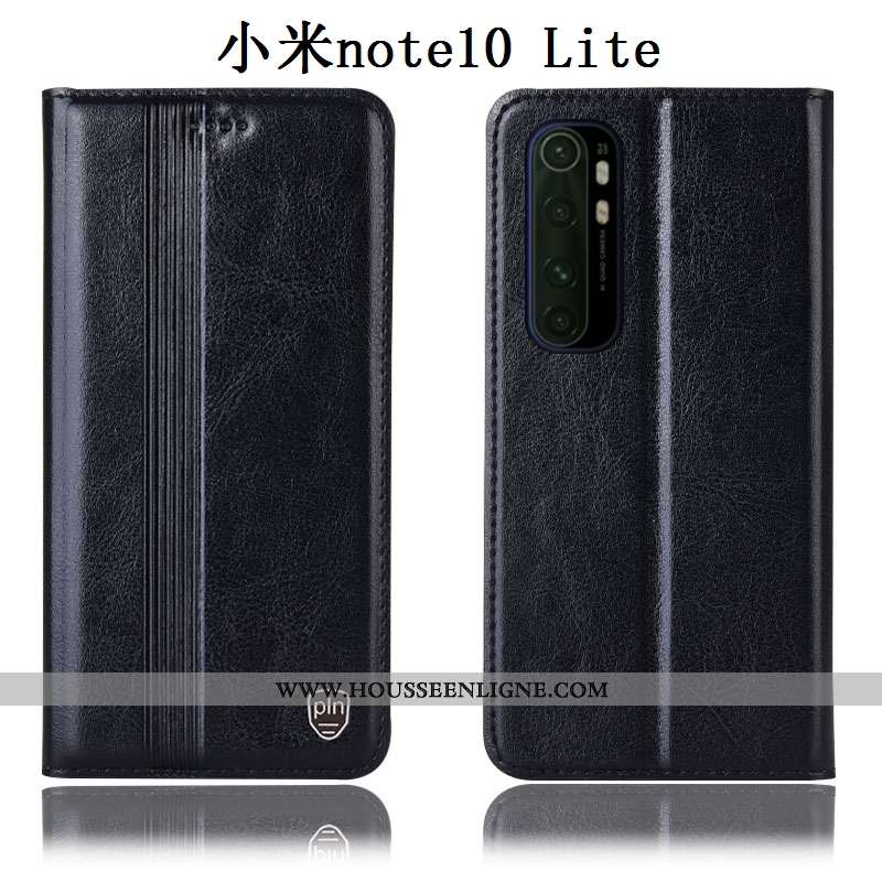 Étui Xiaomi Mi Note 10 Lite Cuir Véritable Protection Noir Tout Compris Petit Incassable Coque