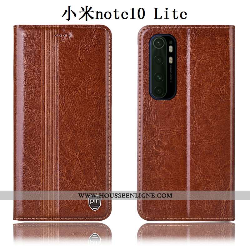 Étui Xiaomi Mi Note 10 Lite Cuir Véritable Protection Noir Tout Compris Petit Incassable Coque