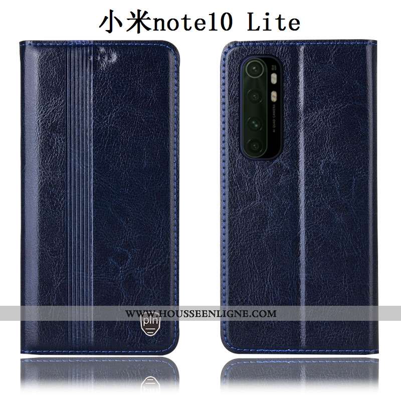 Étui Xiaomi Mi Note 10 Lite Cuir Véritable Protection Noir Tout Compris Petit Incassable Coque