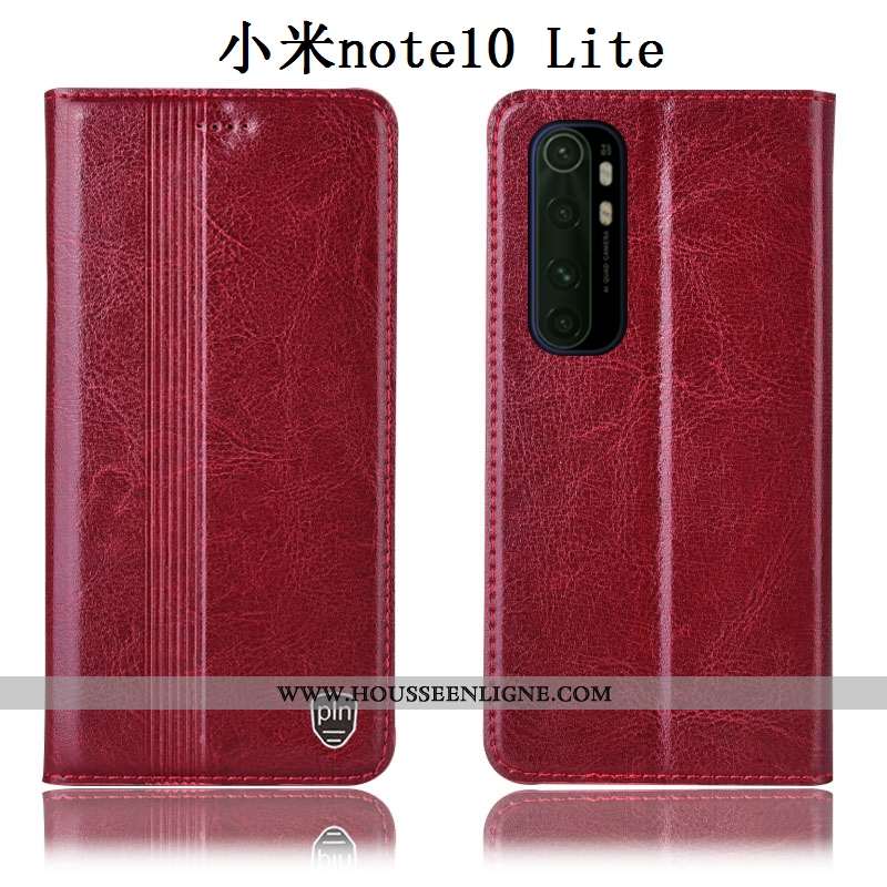 Étui Xiaomi Mi Note 10 Lite Cuir Véritable Protection Noir Tout Compris Petit Incassable Coque