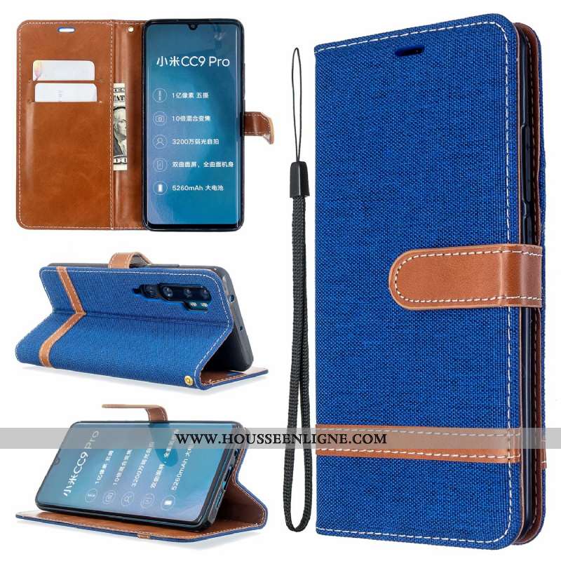 Étui Xiaomi Mi Note 10 Protection Cuir Téléphone Portable En Denim Coque Petit Violet