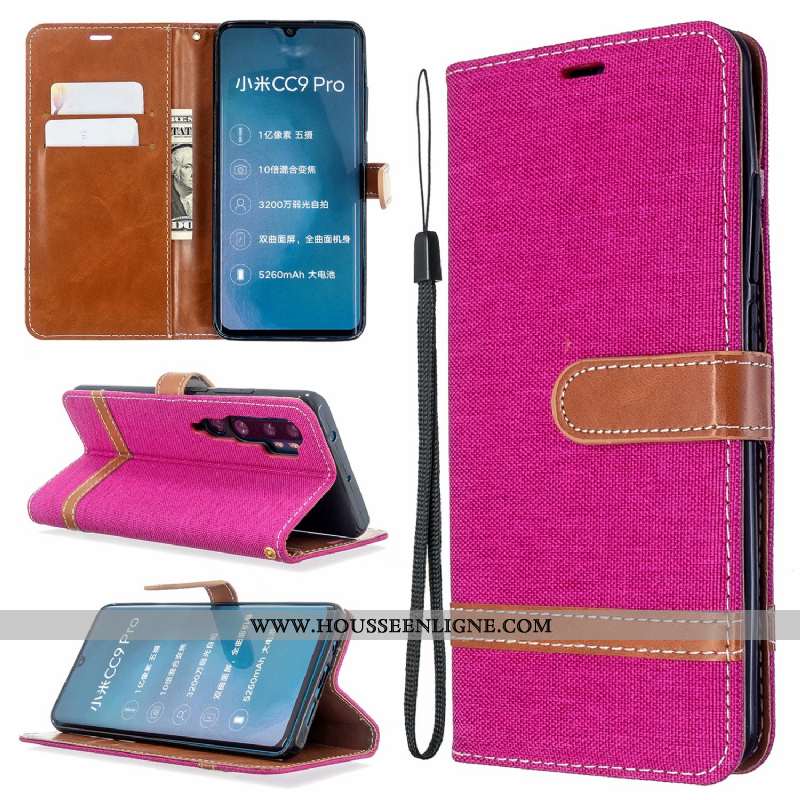 Étui Xiaomi Mi Note 10 Protection Cuir Téléphone Portable En Denim Coque Petit Violet