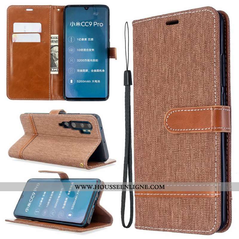 Étui Xiaomi Mi Note 10 Protection Cuir Téléphone Portable En Denim Coque Petit Violet