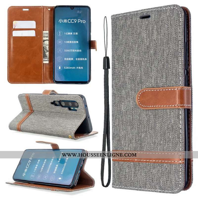 Étui Xiaomi Mi Note 10 Protection Cuir Téléphone Portable En Denim Coque Petit Violet