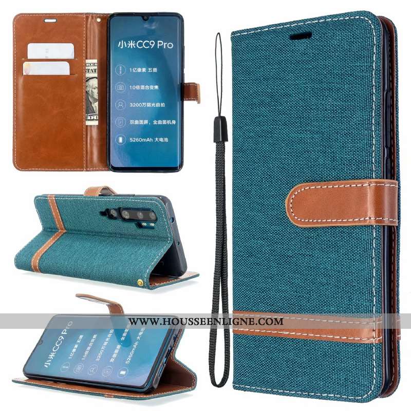 Étui Xiaomi Mi Note 10 Protection Cuir Téléphone Portable En Denim Coque Petit Violet