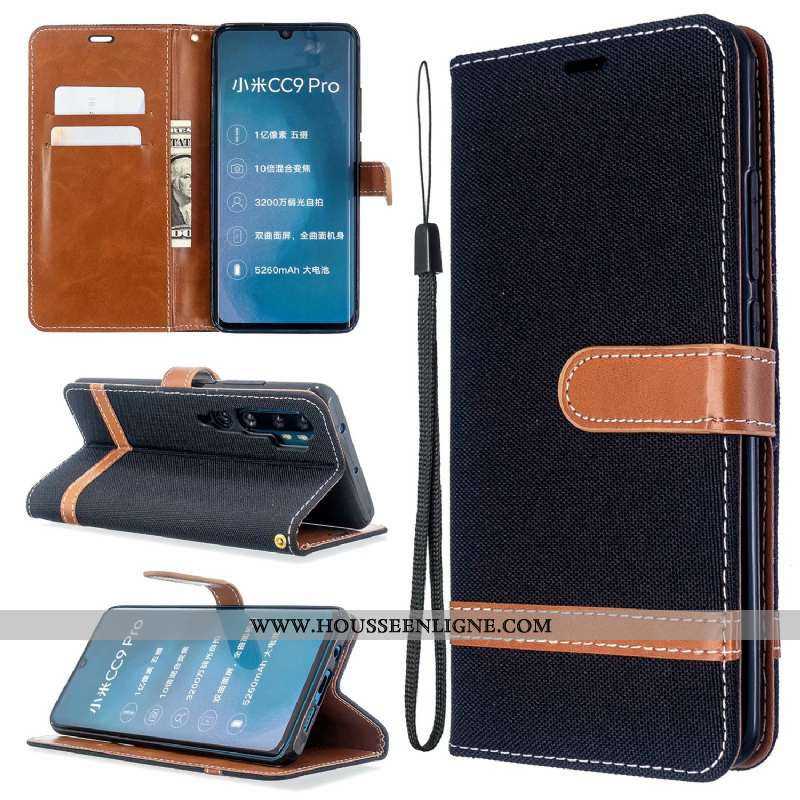 Étui Xiaomi Mi Note 10 Protection Cuir Téléphone Portable En Denim Coque Petit Violet