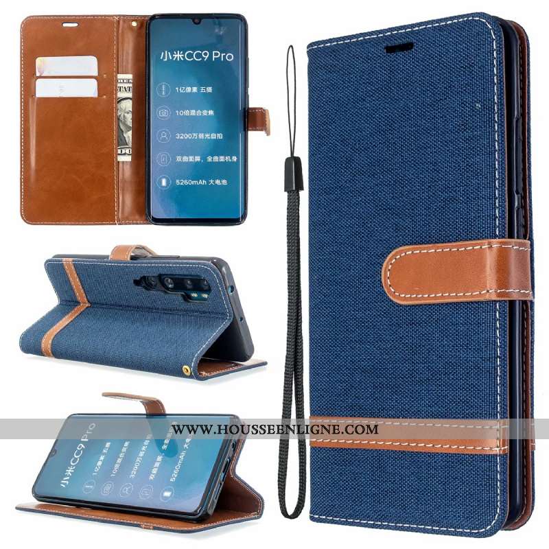 Étui Xiaomi Mi Note 10 Protection Cuir Téléphone Portable En Denim Coque Petit Violet