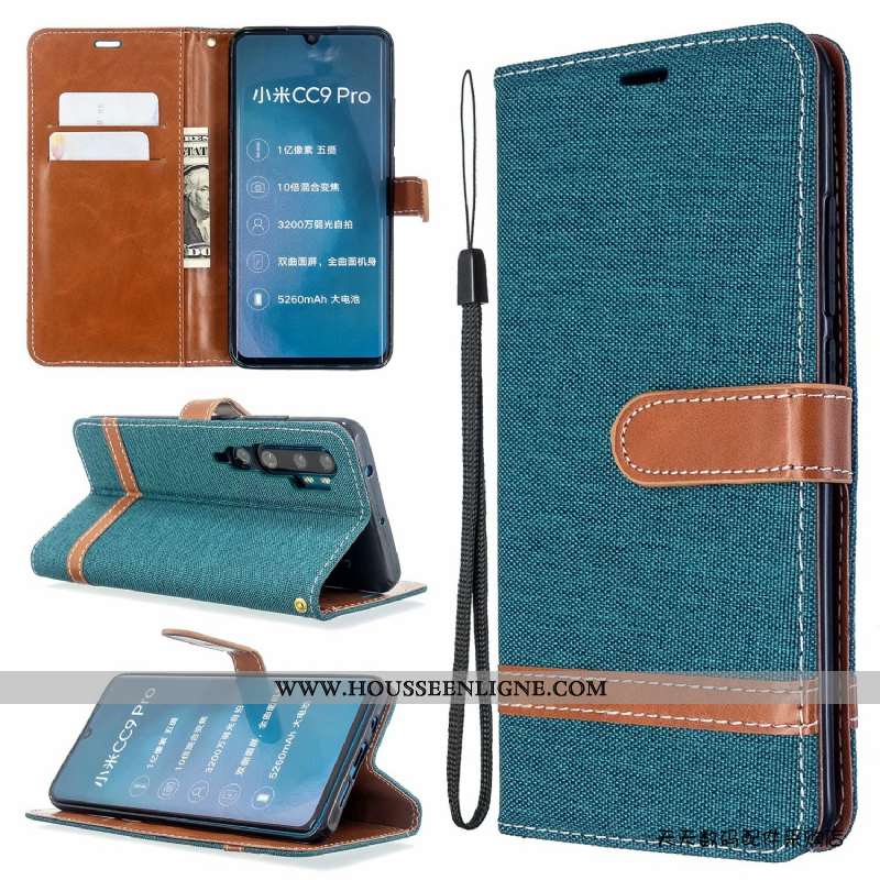 Étui Xiaomi Mi Note 10 Protection Cuir Téléphone Portable En Denim Coque Petit Violet