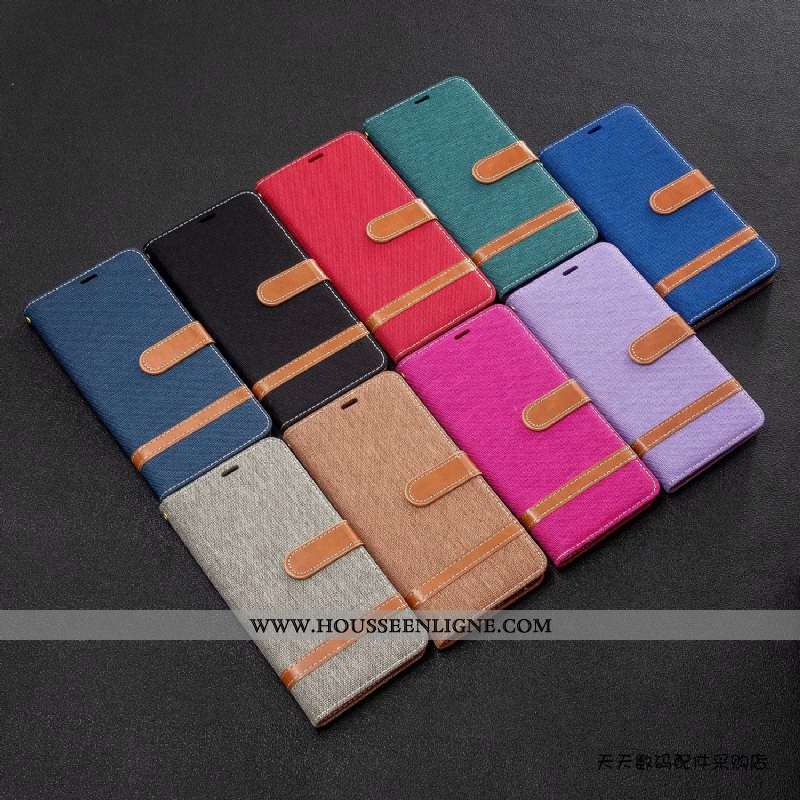 Étui Xiaomi Mi Note 10 Protection Cuir Téléphone Portable En Denim Coque Petit Violet