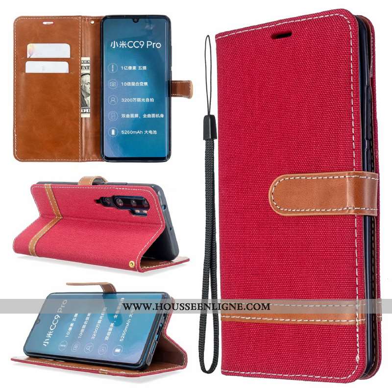 Étui Xiaomi Mi Note 10 Protection Cuir Téléphone Portable En Denim Coque Petit Violet