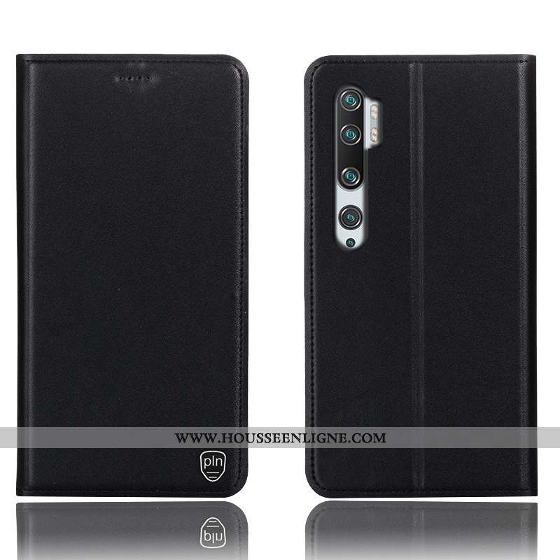 Étui Xiaomi Mi Note 10 Protection Cuir Véritable Housse Jaune Incassable Petit Tout Compris