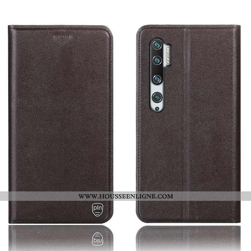 Étui Xiaomi Mi Note 10 Protection Cuir Véritable Housse Jaune Incassable Petit Tout Compris