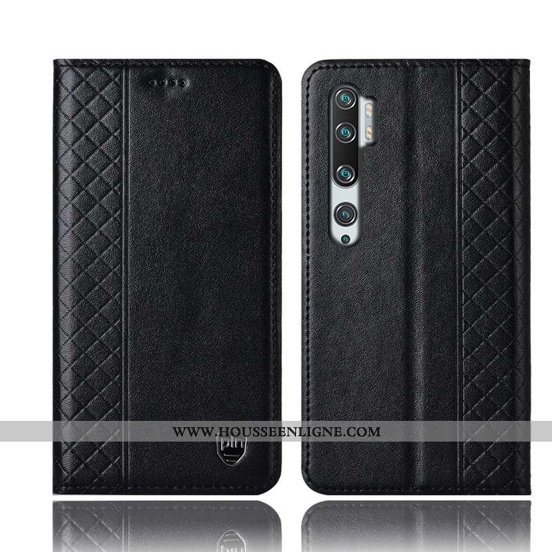 Étui Xiaomi Mi Note 10 Protection Cuir Véritable Rouge Housse Téléphone Portable Incassable