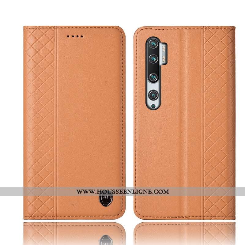 Étui Xiaomi Mi Note 10 Protection Cuir Véritable Rouge Housse Téléphone Portable Incassable
