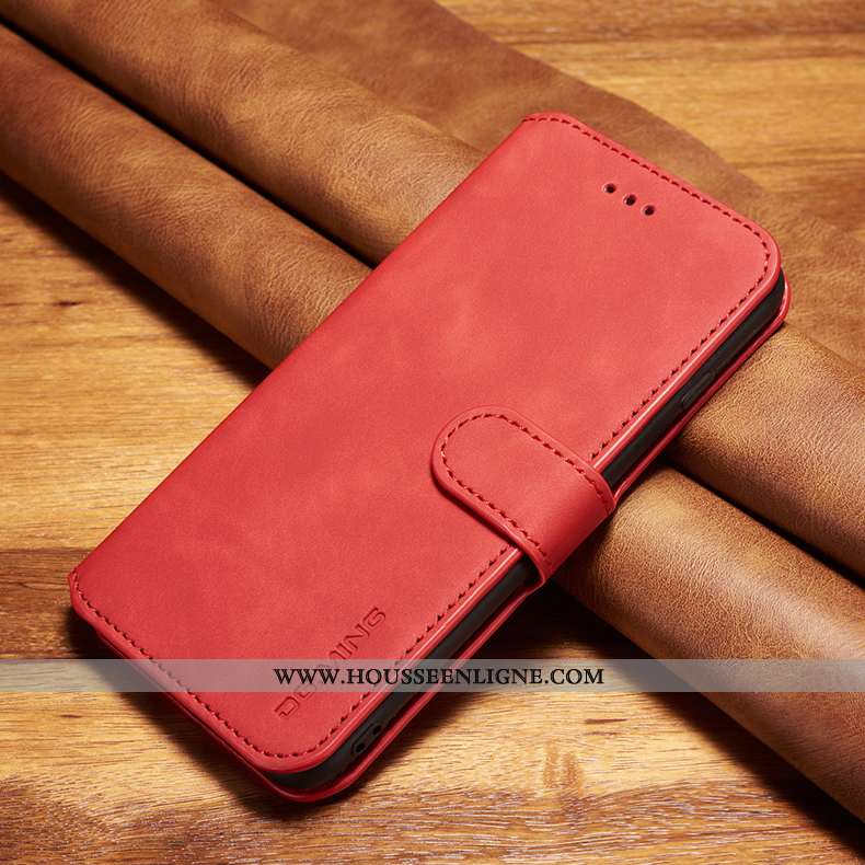 Étui Xiaomi Mi Note 10 Protection Cuir Véritable Rouge Incassable Cuir Business