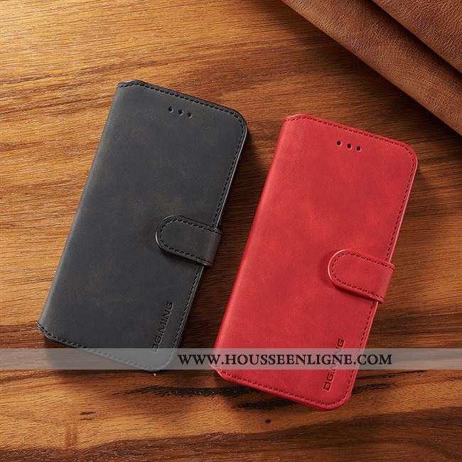Étui Xiaomi Mi Note 10 Protection Cuir Véritable Rouge Incassable Cuir Business
