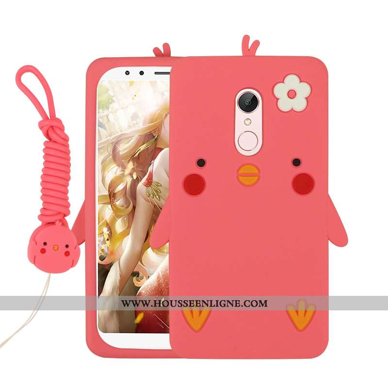 Étui Xiaomi Redmi 5 Dessin Animé Charmant Rouge Téléphone Portable Petit Coque Tout Compris Rose