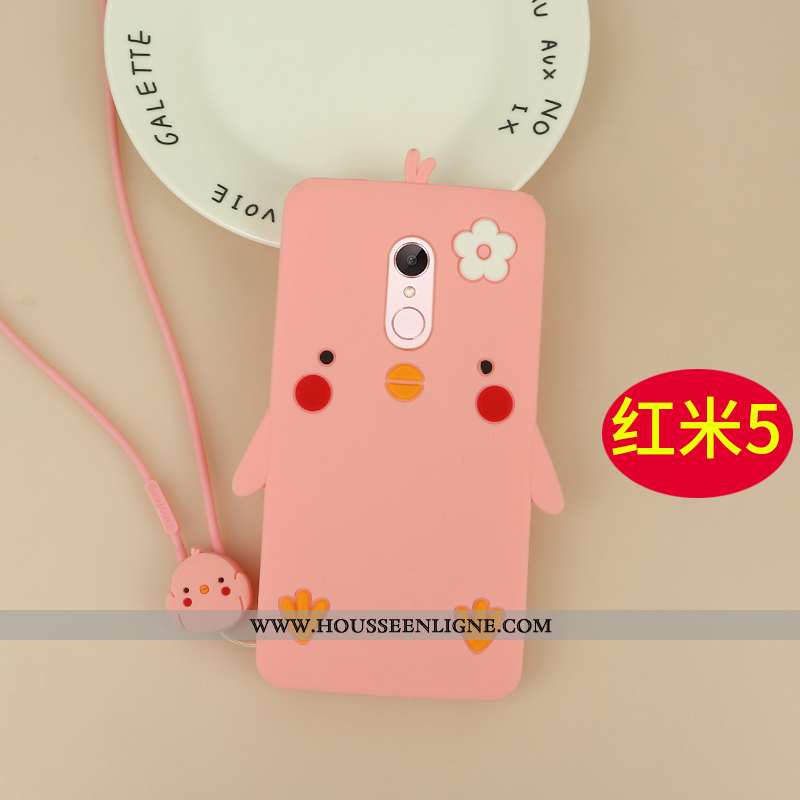 Étui Xiaomi Redmi 5 Dessin Animé Charmant Rouge Téléphone Portable Petit Coque Tout Compris Rose