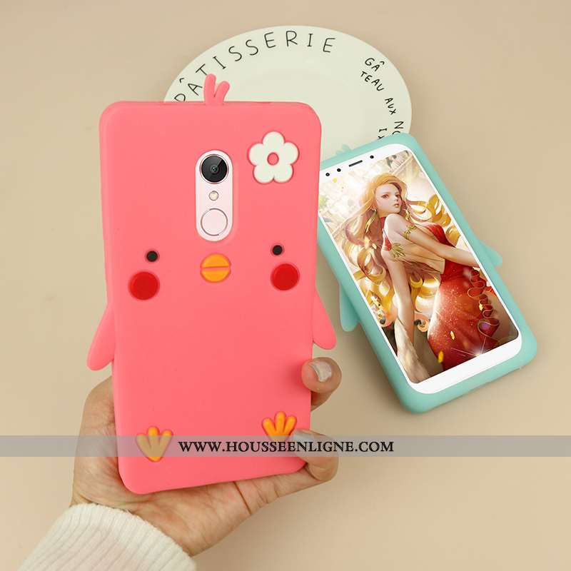 Étui Xiaomi Redmi 5 Dessin Animé Charmant Rouge Téléphone Portable Petit Coque Tout Compris Rose