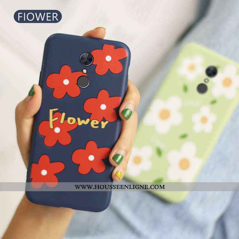 Étui Xiaomi Redmi 5 Fluide Doux Protection Fleur Bleu Marin Rouge Téléphone Portable Amoureux Bleu F