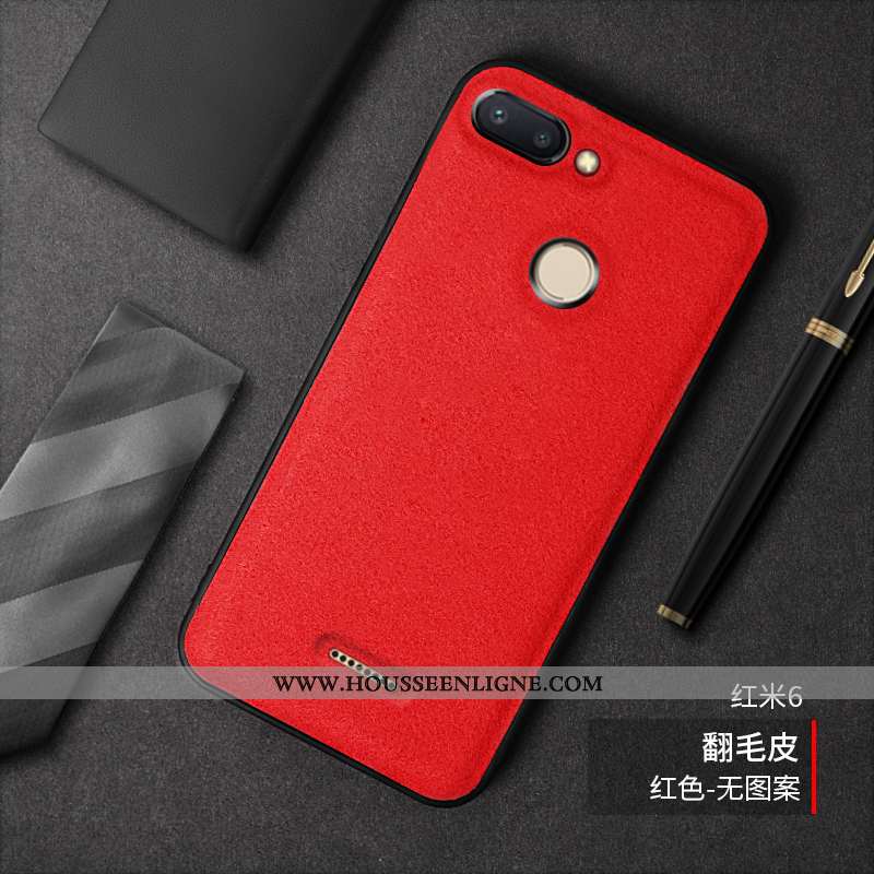 Étui Xiaomi Redmi 6 Dessin Animé Charmant Tout Compris Daim Fourrure Téléphone Portable Rouge Peluch