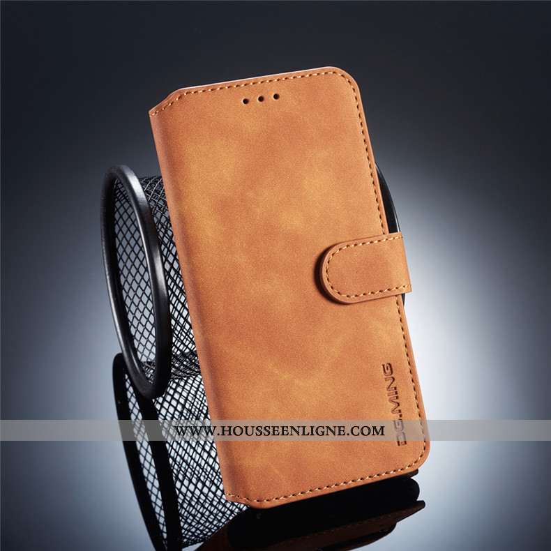 Étui Xiaomi Redmi 6 Délavé En Daim Cuir Carte Une Agrafe Coque Rouge Marron