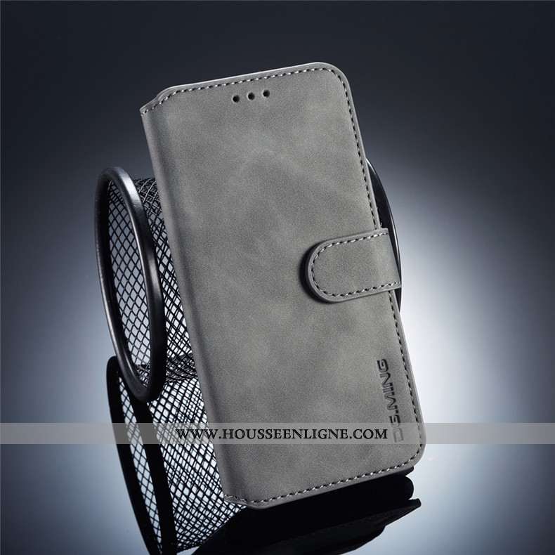 Étui Xiaomi Redmi 6 Délavé En Daim Cuir Carte Une Agrafe Coque Rouge Marron