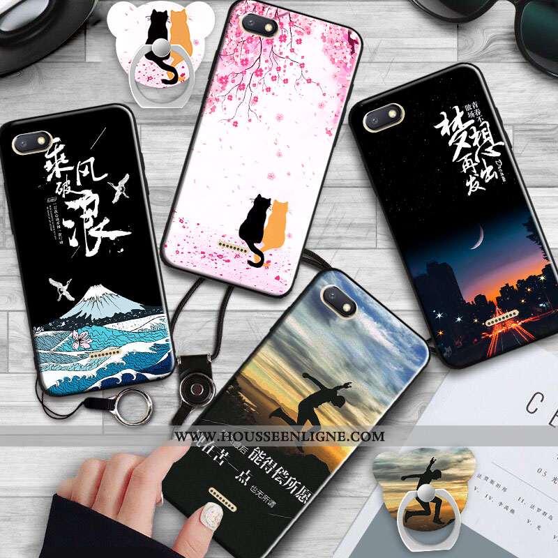 Étui Xiaomi Redmi 6a Personnalité Dessin Animé Petit Anneau Coque Téléphone Portable Incassable Bleu