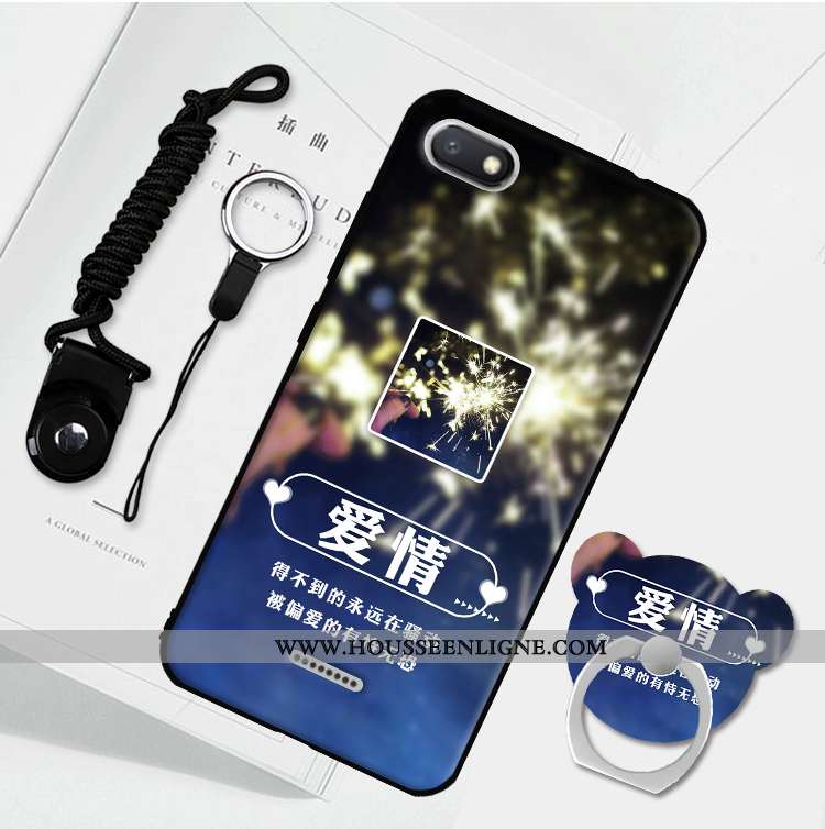 Étui Xiaomi Redmi 6a Protection Délavé En Daim Téléphone Portable Fluide Doux Incassable Bleu